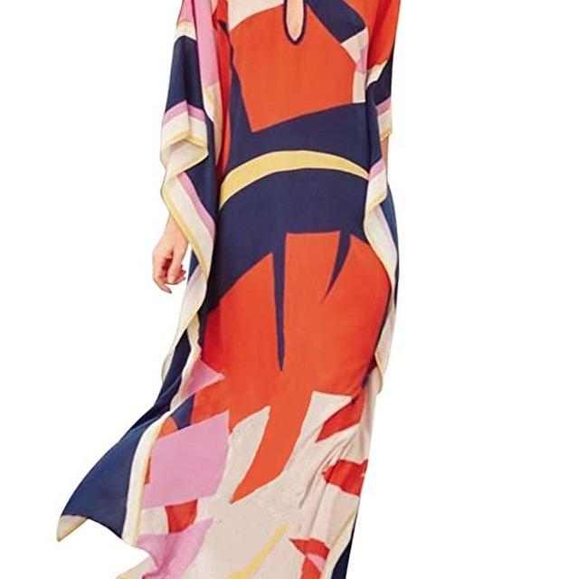 CHERRY CAT Women Beachwear Long Beach Coverups Kaftan Casual Caftan Dress