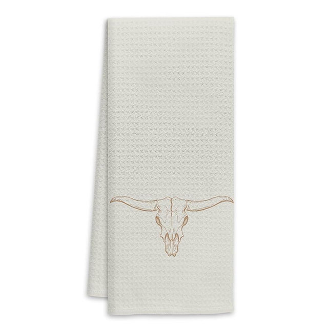 Voatok Retro Boho Western Kitchen Towels 16x24 Inch, Western Dish Towels for Kitchen, Western Bull Skull Decorative Hand Towels for Bathroom, Western Kitchen Bathroom Decor, Boho Western Decor