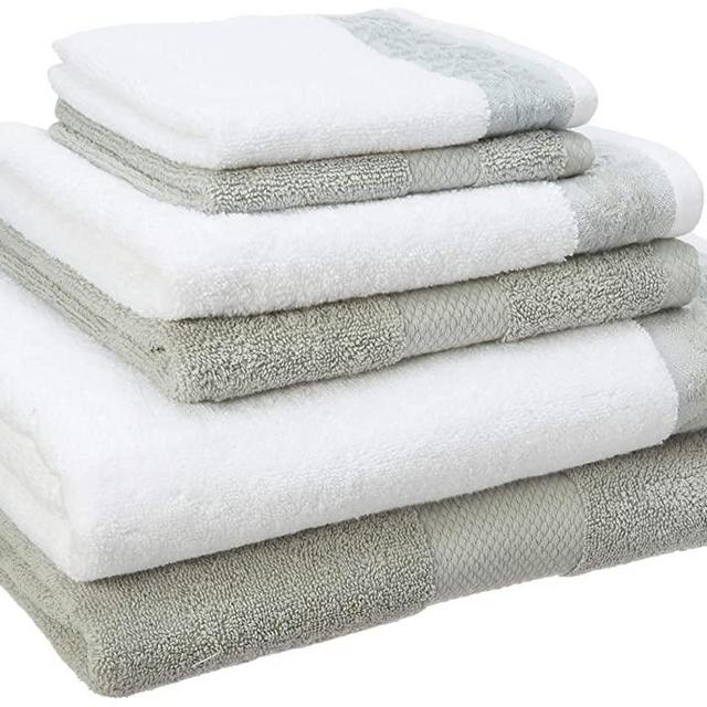 Amrapur Overseas 600 GSM 6-Piece Towel Set with Filgree Jacquard Border, Sage