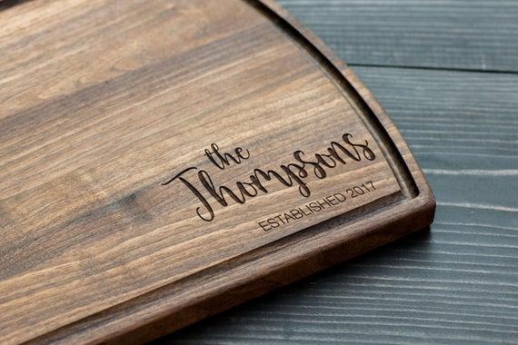 Personalized Cutting Board Walnut Arched - 10.5" x 16" x 3/4"