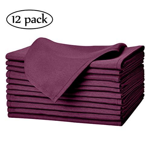 EVENTSDECO Cloth Napkins Washable and Soft Burgendy Dinner Napkins 12 Pack Polyester Napkins for Dining Restaurant Hotel and Wedding