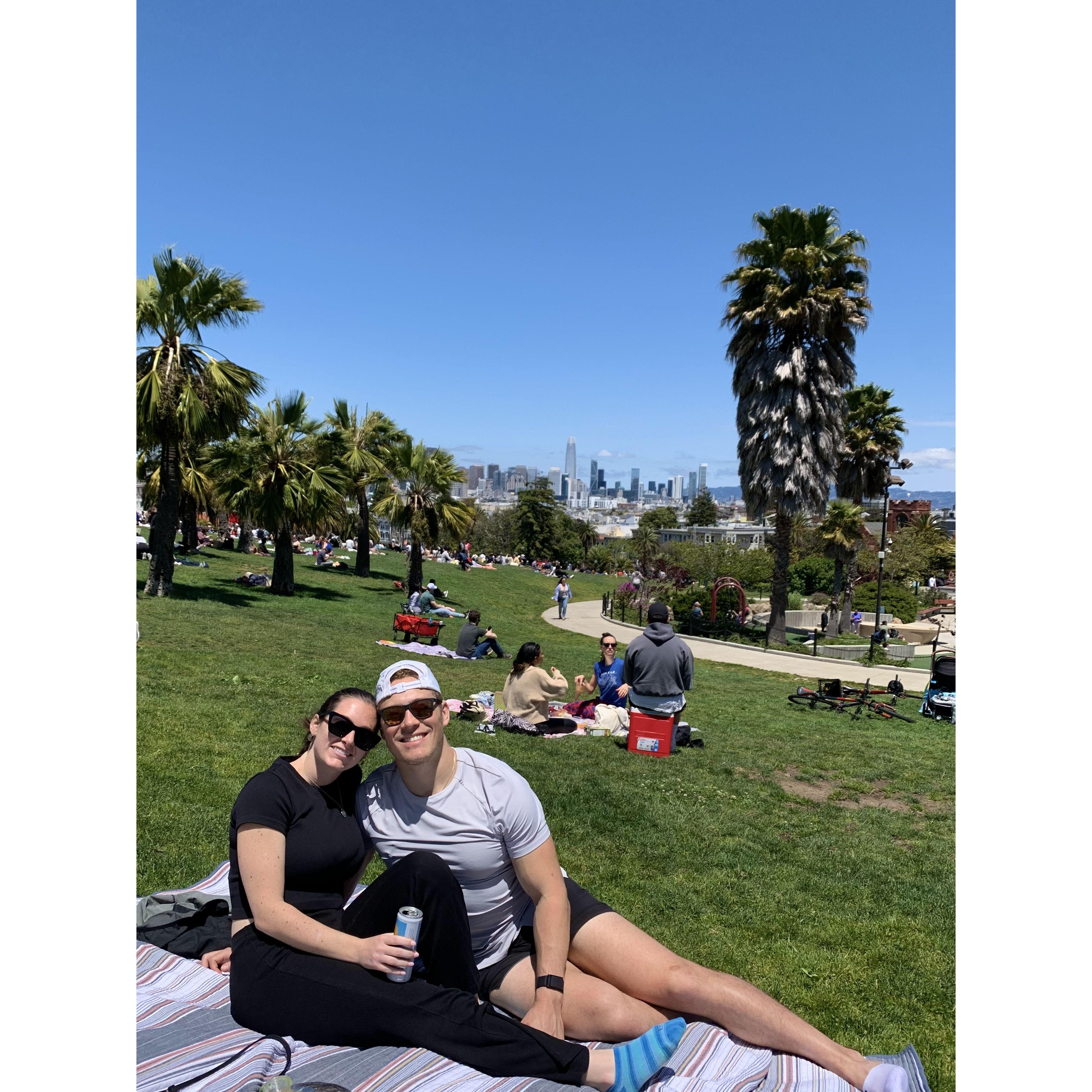 Picnic in Mission Dolores Park in San Francisco