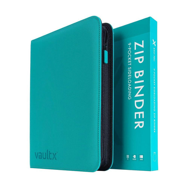 Vault X 9 Pocket Zip Binder, 360 Cards, Exo-Tec Material, 20 Side-Loading Pages (Teal)