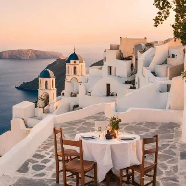 Dinner in Santorini