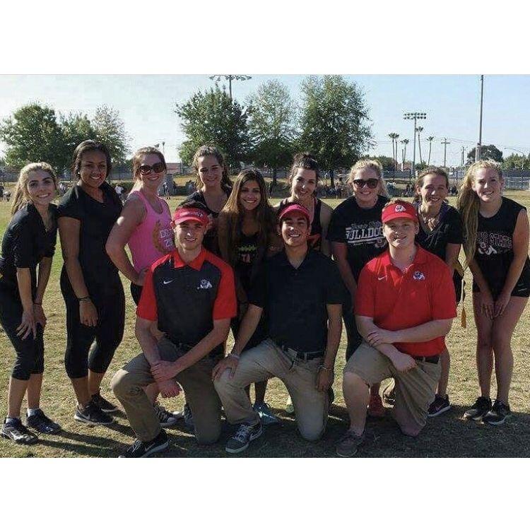 2015 We meet for the first time during a flag football philanthropy