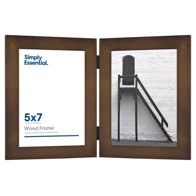 Simply Essential™ Gallery 2-Photo 5-Inch x 7-Inch Hinged Wood Picture Frame in Walnut