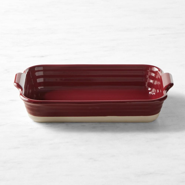 Emile Henry French Ceramic Potter Rectangular Baker, Cranberry