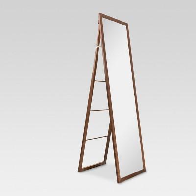 Wood Ladder Standing Floor Mirror Walnut - Threshold™