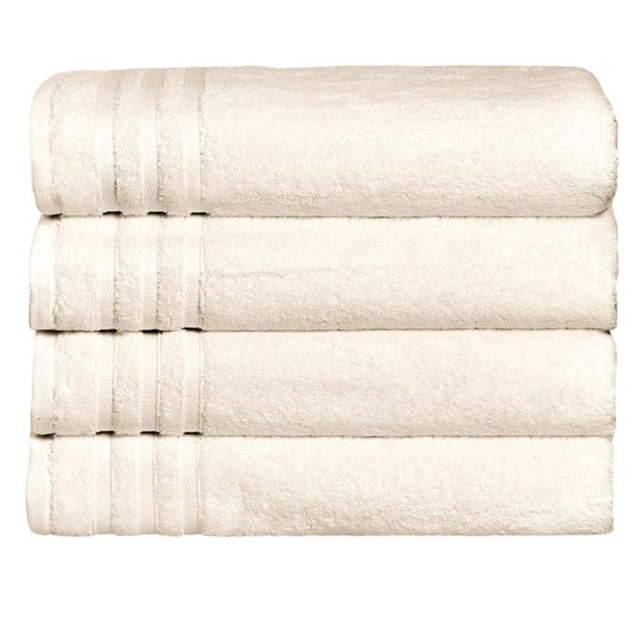 Texmpire Luxury Bath Towels, 4 Piece Extra Large Bath Towel Set (30x58 Inches), 100% Organic Turkish Cotton, Highly Absorbent, Quick Dry, and Plush Turkish Bath Towels for Bathroom (Beige)
