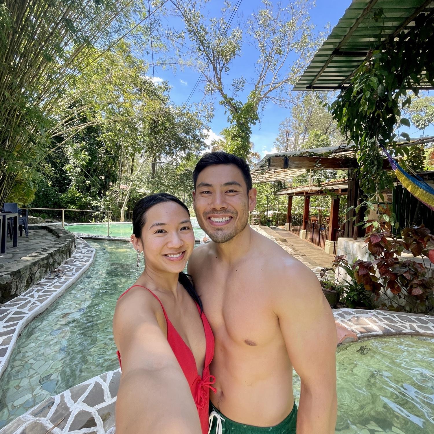 Enjoying natural hot springs