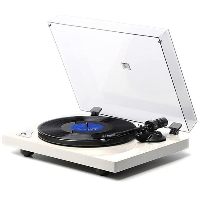 Belt Drive Turntable with Bluetooth Connection, High Fidelity Wireless Vinyl Record Player Built-in Preamp, 2-Speed 33 1/3 & 45RPM Adjustable Counterweight, AT-3600L, Solid Wood Plinth(Piano White)