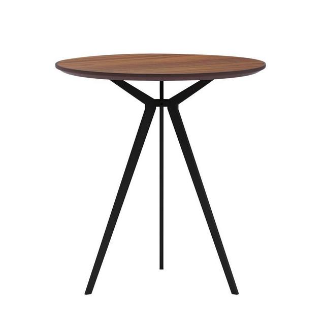 Small Round Conference Table Dining Table with 3 Legs Modern Coffee Table for Living Room Walnut Waterproof Desktop Easy Assembly 27.5 inch