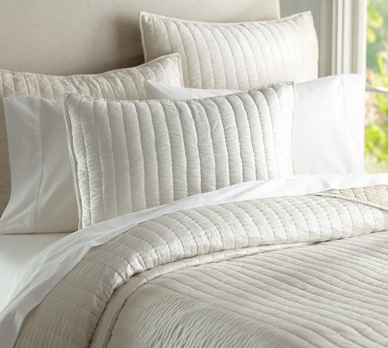 Channel Silk Quilt, King/California, Ivory