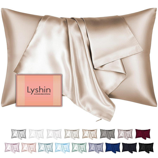 Mulberry Silk Pillow Cases King Size with Hidden Zipper, Ultra Smooth and Soft Breathable Cooling Silk Satin Pillowcase for Hair and Skin, Gifts for Women Men (Champagne, 20x36 Inches, 1 Pack)