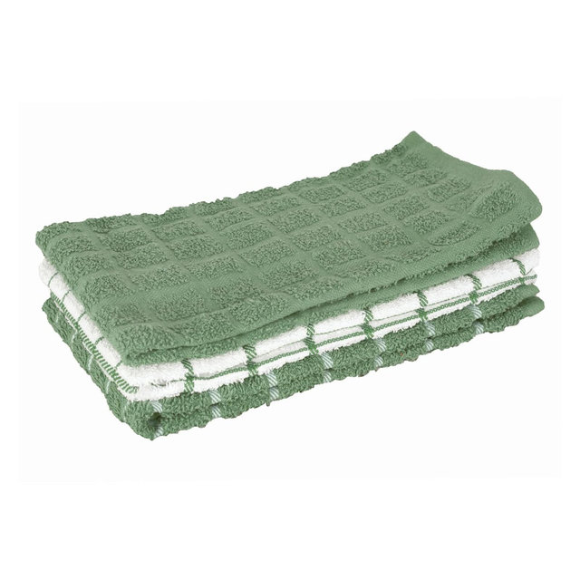 John Ritzenthaler Co. Terry Check Kitchen Towel Set 3-Pack 15" x 25" Juniper