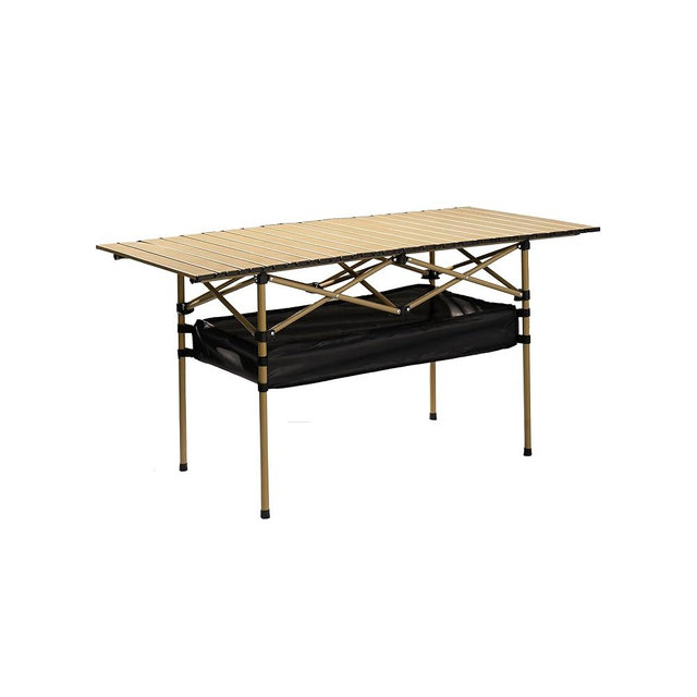 Vanctalk Outdoor Folding Table, 7.93LBS Ultralight Camping Table with Built-in Storage & Carry Bag, 225LBS Heavy Duty Aluminum Tabletop Carbon Steel Frame for Camping, Picnic, Beach, BBQ