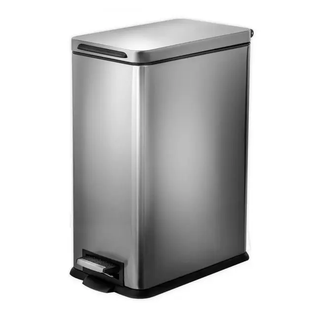 Home Zone Testrite 30-Liter Round Trash Bin with Liner in Stainless Steel