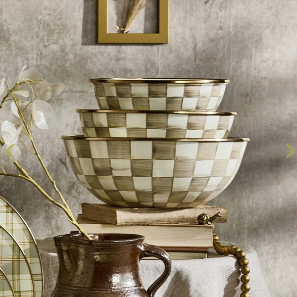 MacKenzie-Childs Mocha Check Extra Large Everyday Bowl