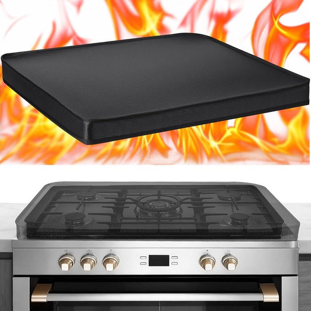 Acellegic Full-Edge Fireproof Gas Stove Top Covers Foldable Waterproof Anti Dust for Kitchen Gas Burners, Washable Stove Guard Top Protector(20 x 24 Inch)