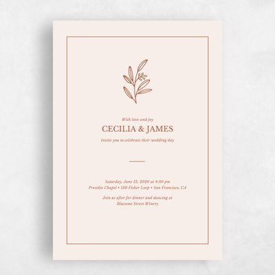 Orange Wedding Invitation - Norcross Stamp