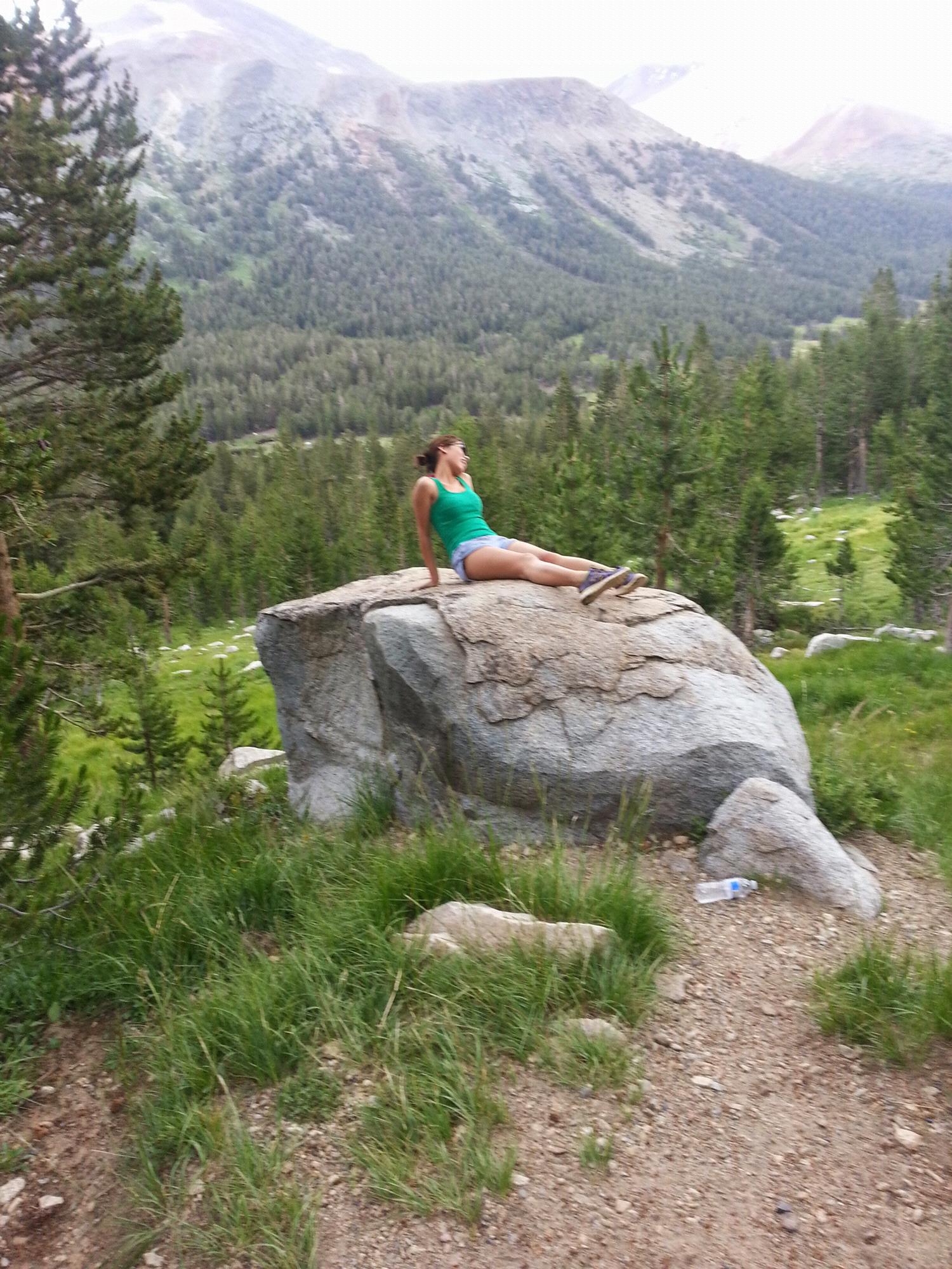 Yosemite - Tess pretending to be a land mermaid