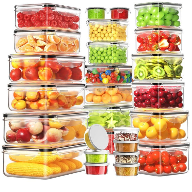 54 PCS Food Storage Containers with Lids Airtight (27 Lids &27 Containers) Leakproof Meal-Prep Kitchen Organization,Reusable Containers for Food Plastic Microwave/Dishwasher Safe with Labels & Pen