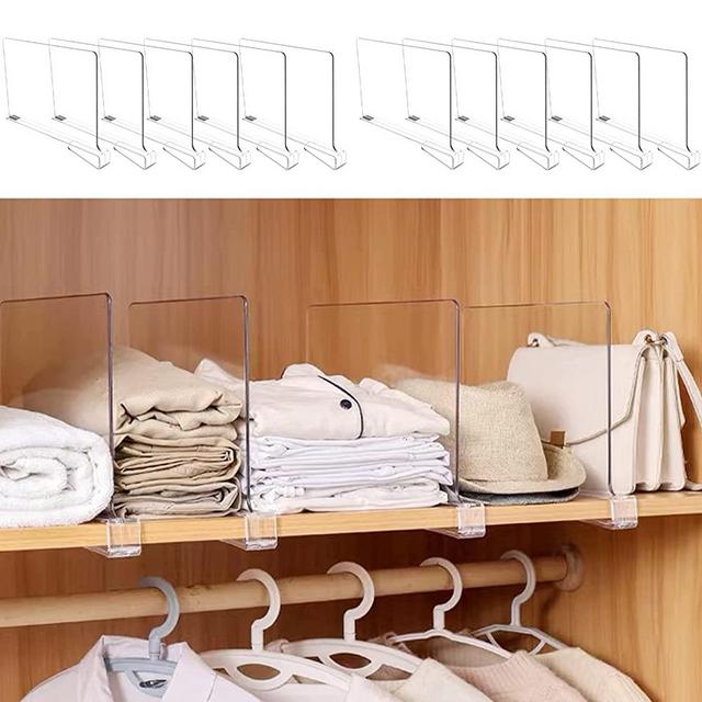 PENGKE Clear Acrylic Shelf Dividers for Organize and Storage,Closets Shelves and Closet Separator for Bookshelves,Display Cabinets,Shoe Racks(12 Pack)