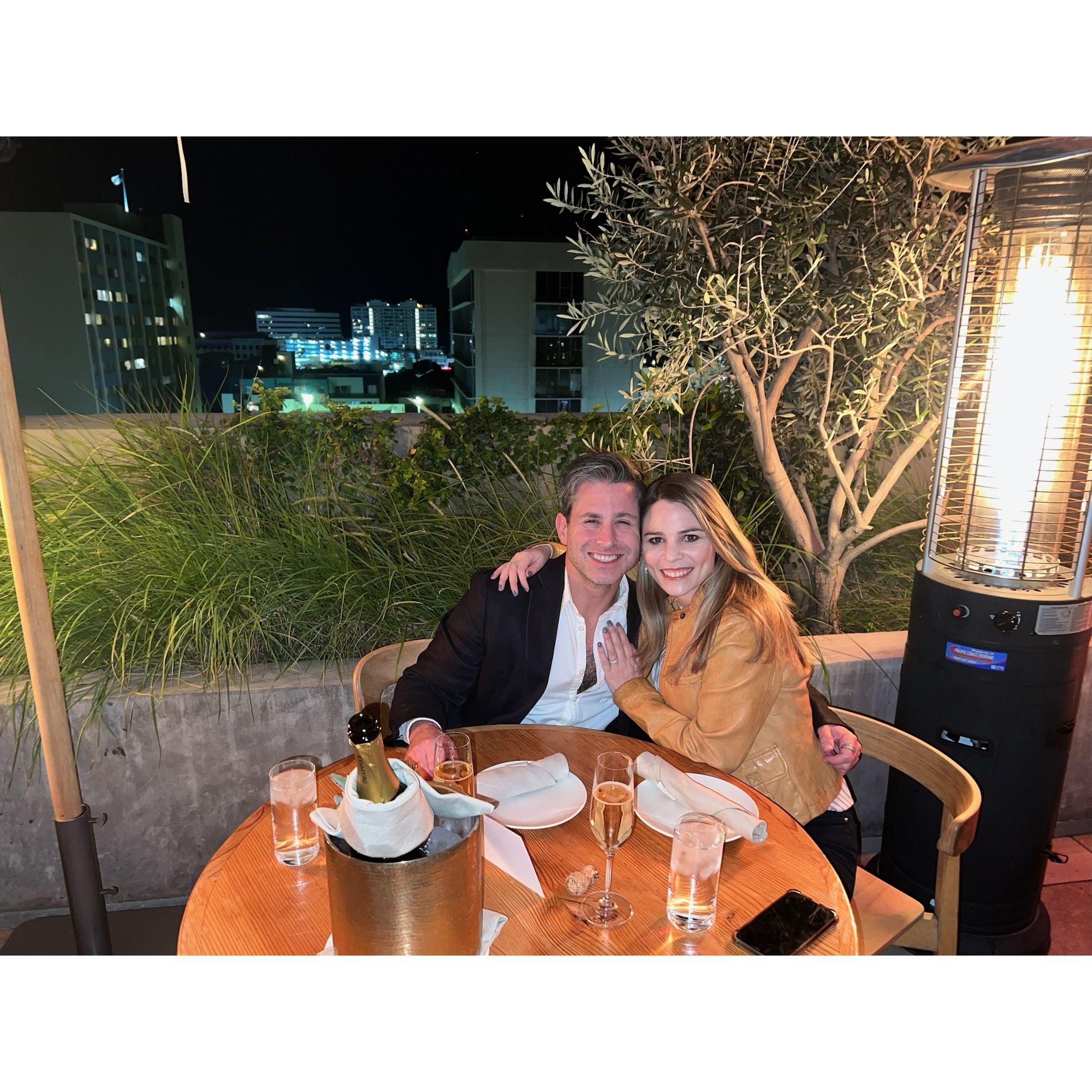 Celebrating our engagement at the Proper Hotel in Santa Monica, CA