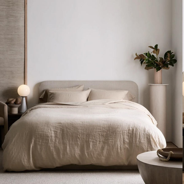 European Linen Duvet Cover Set - Full/Queen Color toffee