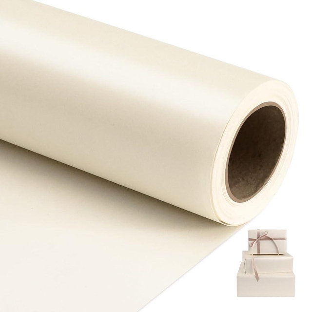 NESCCI Off White Matte Wrapping Paper,Solid Color Pearly-Lustre Paper,Gift Wrapping Paper,Perfect for Wedding, Valentine's Day,Birthday, Christmas,Baby Shower,DIY Bouquet (17 Inches X 32.8 Feet)