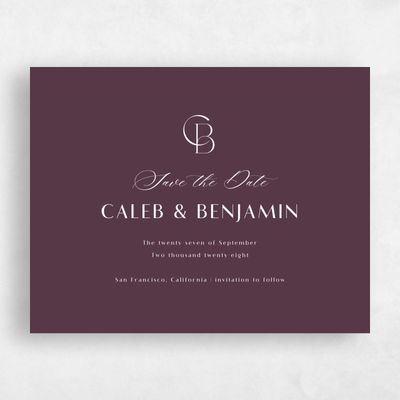 Dark Plum, Purple Wedding Save the Date - Kenai Landscape