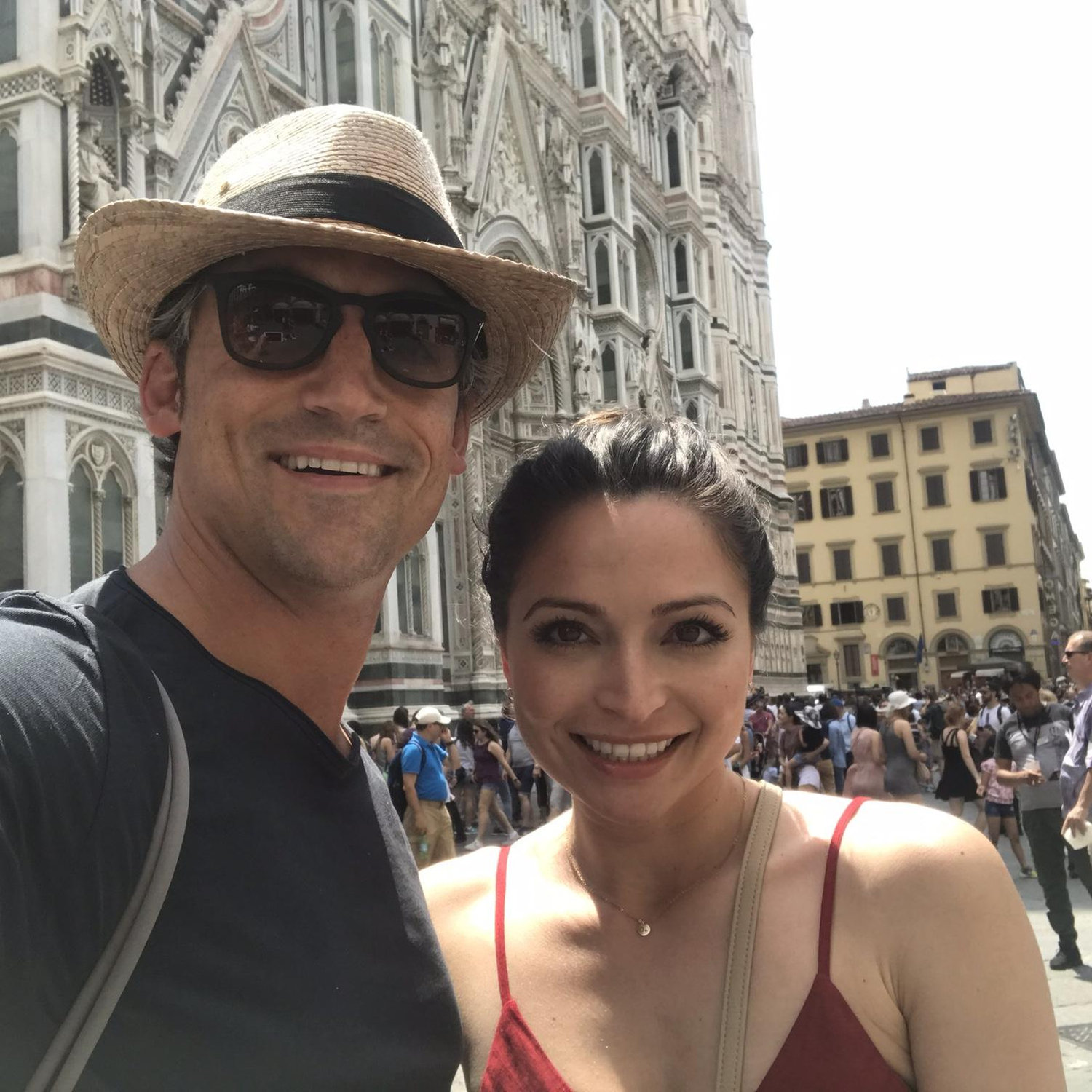 Touring Florence, Italy. The Florence Duomo is in the background. We went up 463 steps to get to the top and the view was well worth it