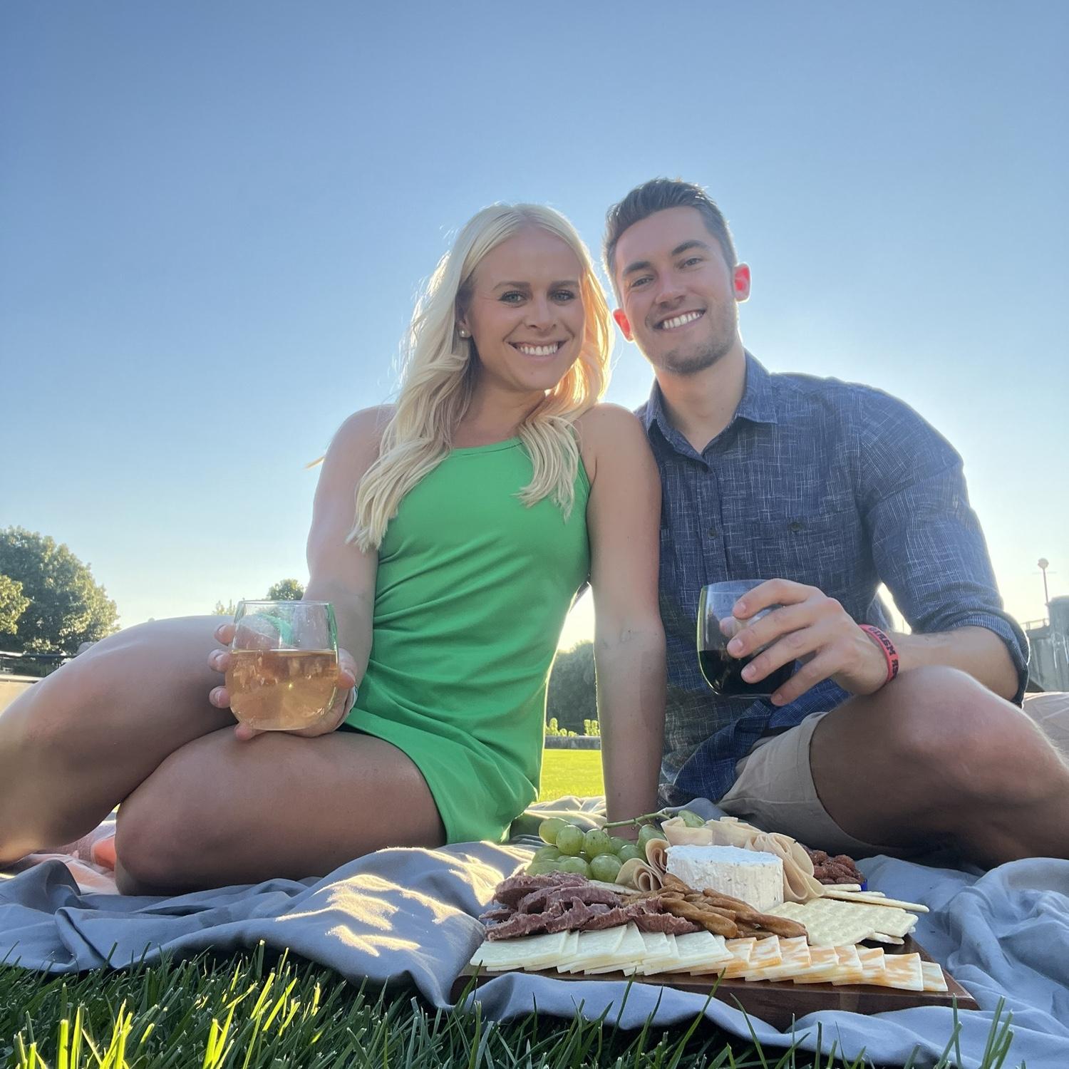 A picnic date by the river in Indianapolis was our favorite thing to do during school