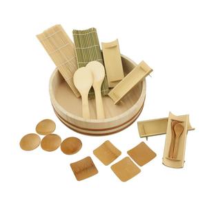 BambooMN 10.6" Sushi Oke Tub (Hangiri) 19 Pieces Sushi Making Accessory Kit