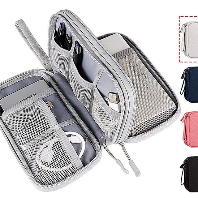 Electronic Organizer Bag, Waterproof Portable Electronic Organizer Travel Accessories Cable Bag Universal Cord Storage Case for Cable/Cord Storage, Charging Cable, Cell Phone, Power Bank, Kid’s Pens