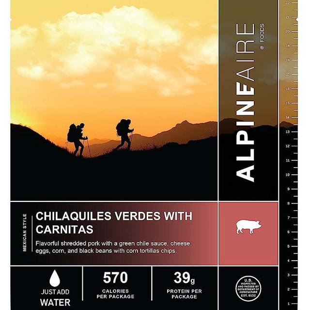 AlpineAire Foods Chilaquilas Verdes with Carnitas, Freeze-Dried/Dehydrated, Entrée Meal Pouch, Just add Water, Black