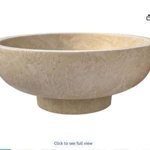 Modern Fruit Bowl for Kitchen Counters - Large Decorative Bowl for Home Decor- Key Bowl for Entryway Table - Pedestal Bowl - Stone Bowl