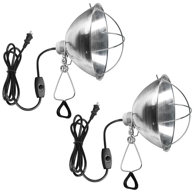 Simple Deluxe Clamp Lamp Light with 10.5 Inch Adjustable Aluminum Reflector and 6 Feet Cord, up to 250W E26 Socket (no Bulb Included), 2-Pack