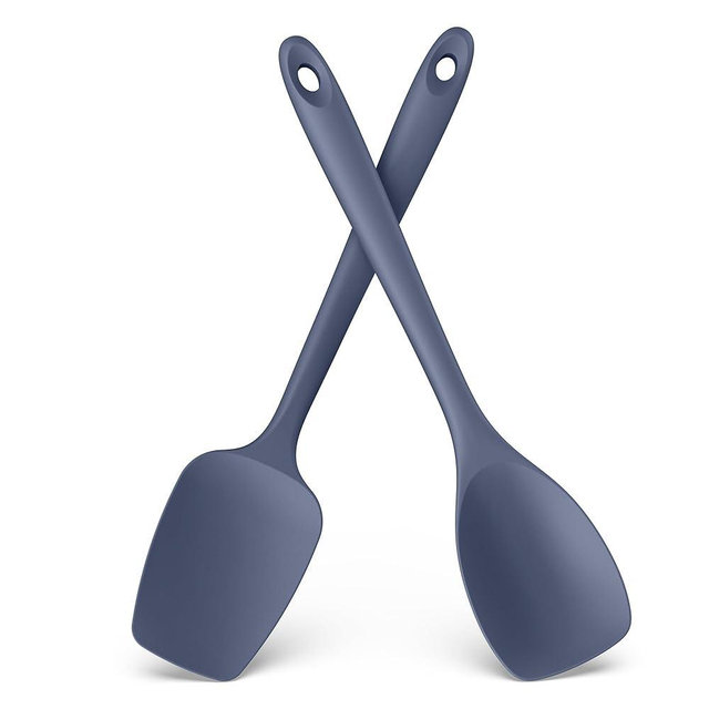 600ºF Heat Resistant Silicone Spoons: U-Taste Flexible Baking Spoon Spatula & Cooking Scoop Spoonula, Seamless Kitchen Utensils for Serving, Scraping, Scooping in Non-Stick Cookware (Midnight Blue)