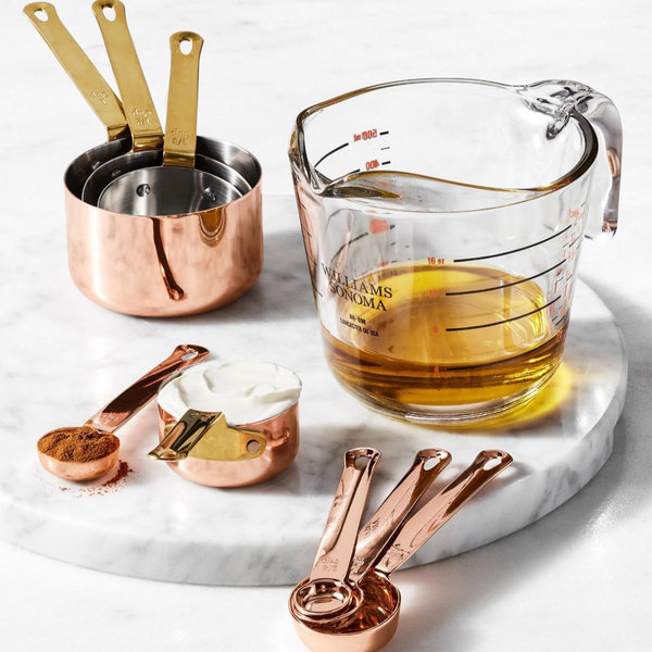 Williams Sonoma Copper Nesting Measuring Cups & Spoons - Set of 4