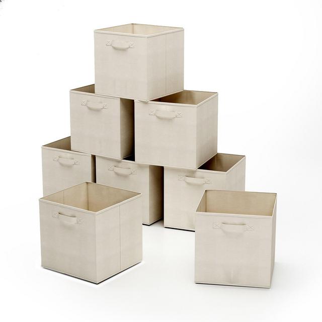 Storage Cubes - 8-Piece Collapsible Storage Bin Set for Shelves - For Organizing the Home, Office, Playroom, and Nursery by Home-Complete