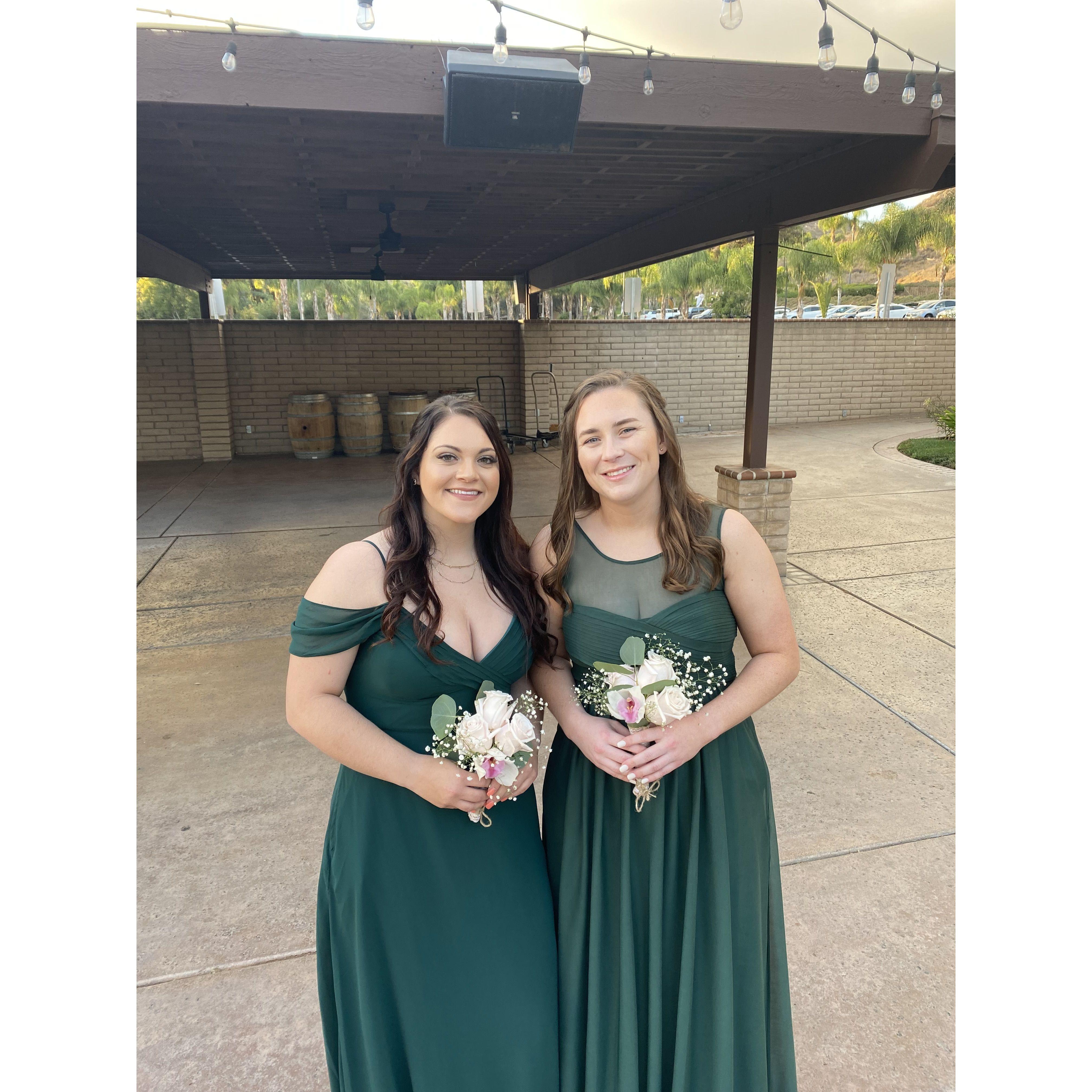 Cariss and Becca, bridesmaids at Dani's wedding.