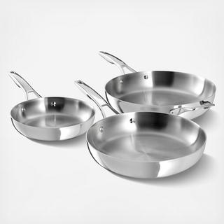 Premier Stainless Steel 3-Piece Fry Pan Set