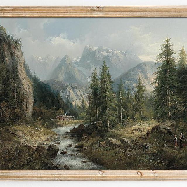 Kizbok Vintage Landscape Wall Art Prints Decor, Rustic Landscape Canvas Prints, Mountain Country Nature Decor Oil Painting Art Pictures for Bedroom, Farmhouse landscape Wall decor for Bathroom Bedroom Gallery Home(8" x 10"-UNFRAMED)