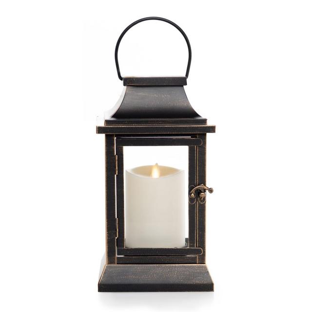 Luminara® 12-Inch Metal and Glass Lantern in Oil Rubbed Bronze