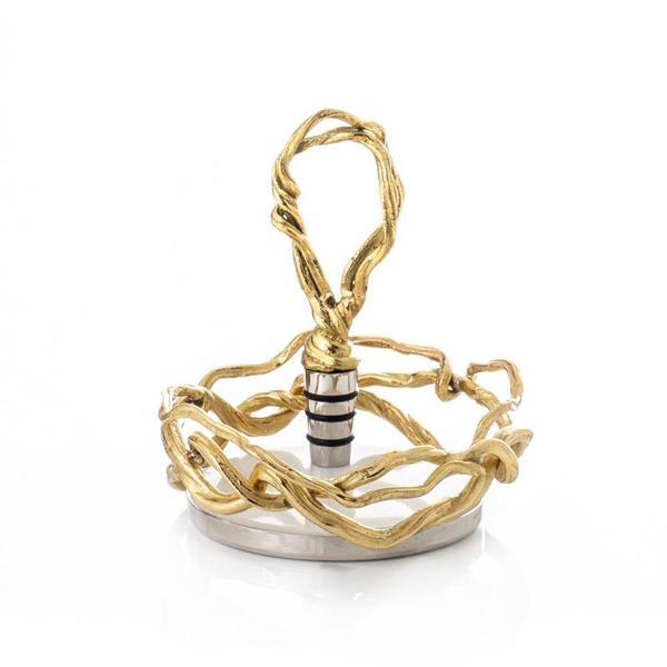 Wisteria Gold Wine Coaster & Stopper Set