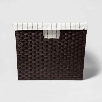 Lined Laundry Basket Dark Brown Weave 12"x16"x20" - Threshold™