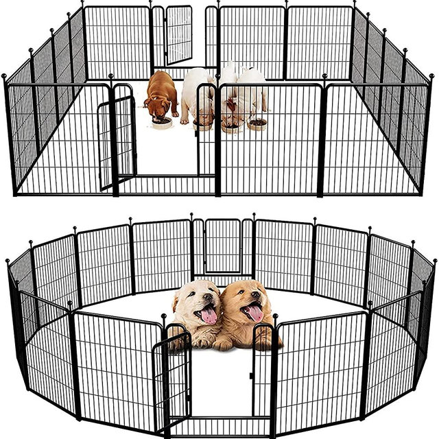 FXW Dog Playpen 24/32/40-Inch Height, 8/16/24/32 Panels Dog Pen Indoor Outdoor Puppy Playpen Pet Fence Gate with Doors for Large/Medium/Small Dogs, Exercise Pen for Yard,Camping, RV