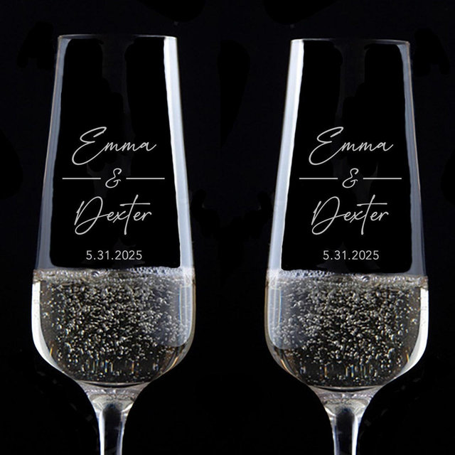 Engraved Champagne Flutes: Personalized Wedding Toasting Glasses