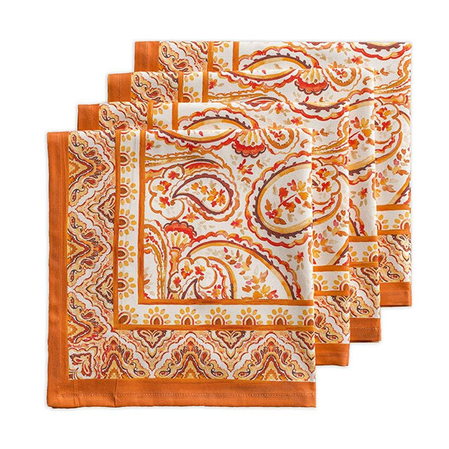 Maison d' Hermine Palatial Paisley 100% Cotton Soft and Comfortable Set of 4 Napkins Perfect for Family Dinners | Weddings | Cocktail | Kitchen | Thanksgiving/Christmas (20 Inch by 20 Inch).